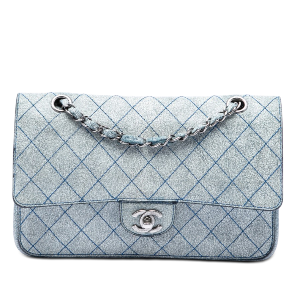 Pre-Loved Chanel Medium Classic Crackled Calfskin Wild Stitch Double Flap